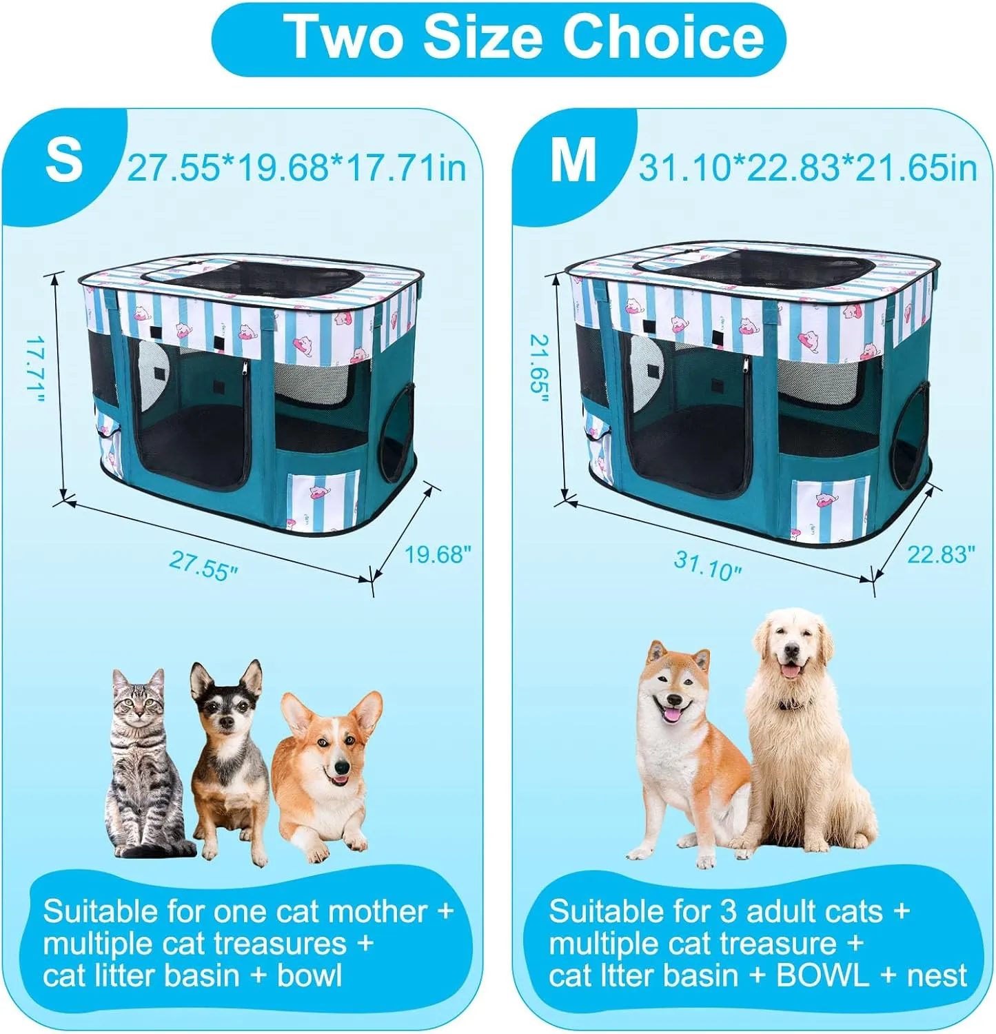 Foldable Dog Playpen Indoor,Expandable Puppy Playpen,Portable Pet Playpen for Small Animals,Waterproof Exercise Kennel Tent Crate for Travel,Camping, Home & Outdoor Use