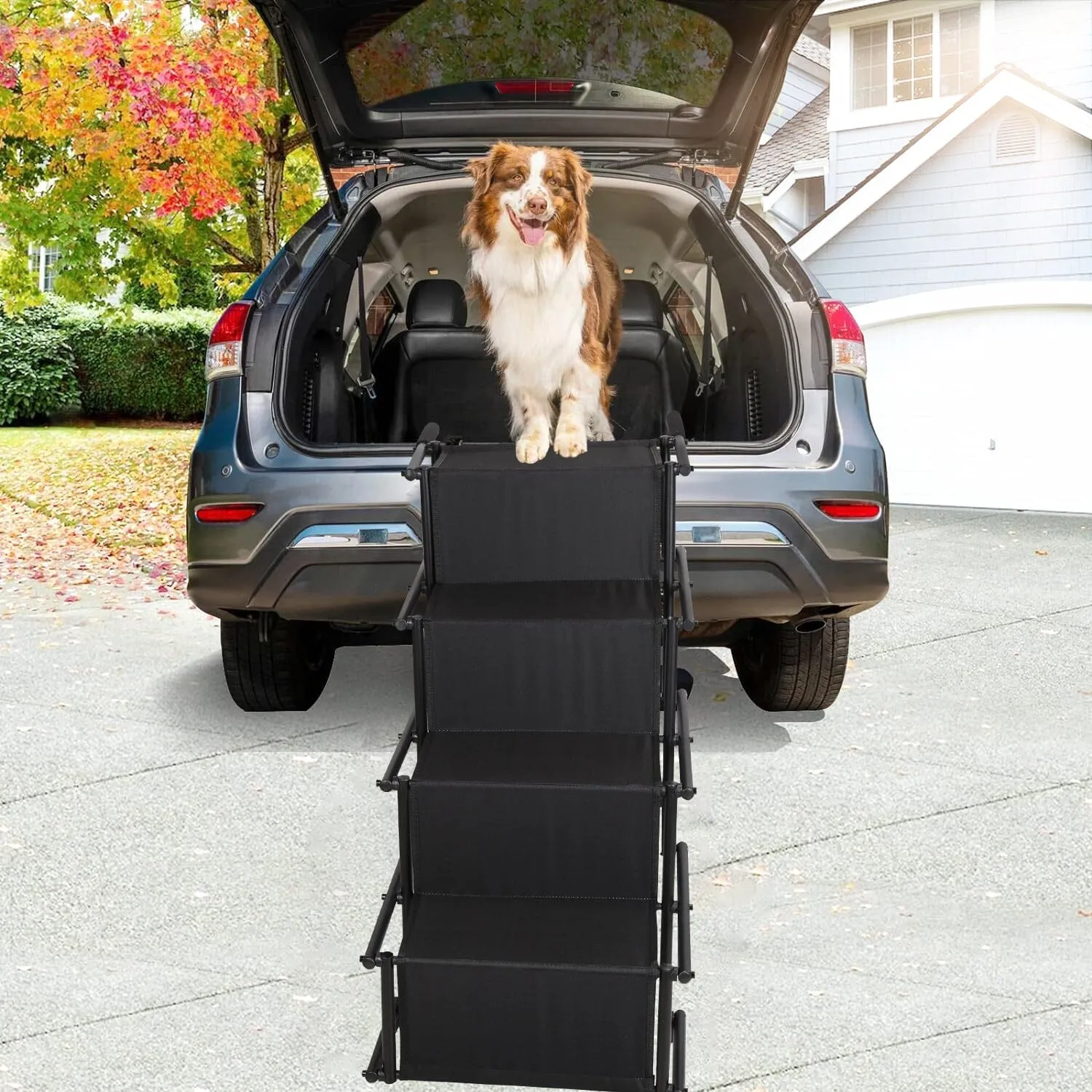 Foldable Dog Ramp 4 Step Collapsible Non Slip Stairs