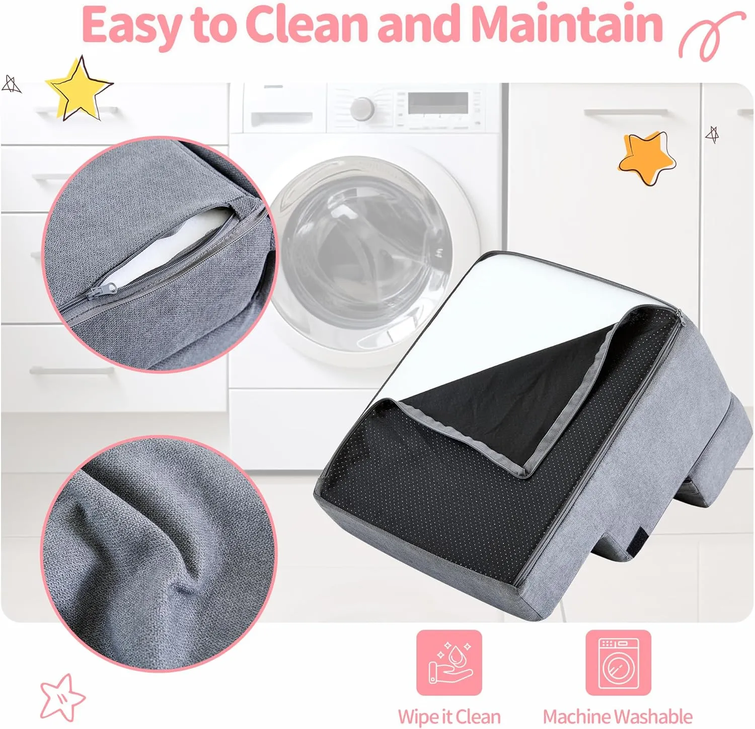 Foldable Dog Stairs for Small Dogs with Washable Cover