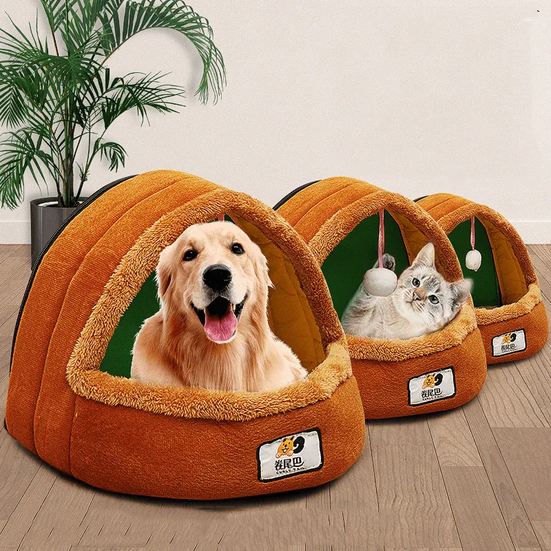 Foldable Kennel Dog Bed for Dogs Cats Animals Pet House Tent All Seasons Washable Cushion