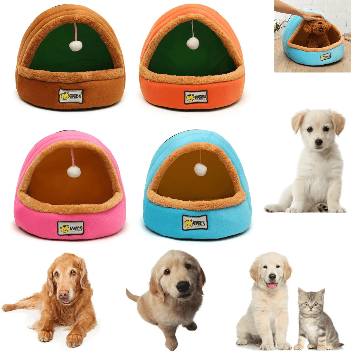 Foldable Kennel Dog Bed for Dogs Cats Animals Pet House Tent All Seasons Washable Cushion