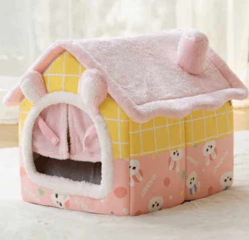 Foldable Villa House Pet Bed Nest