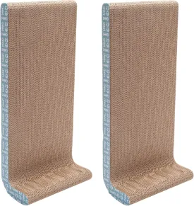 Furhaven 2-Pack Scratching Boards w/ Catnip & Wall-Mounting Hooks for Indoor Cats, Reversible - Wall-Mounted Corrugated Cat Scratchers - Seaglass, Wide/2-Pack