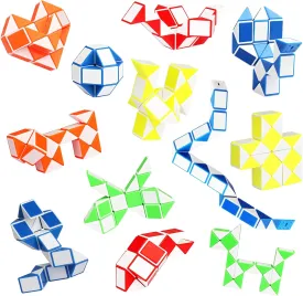 Ganowo Fidget Snake Cube Mini Twist Puzzle(12PACK) -Party Favors, Goody Bag Filler,Carnival Prizes,Classroom Rewards,School,Birthday Gift-Easter Egg Fillers for Kid Brain Teasers Speed Cube