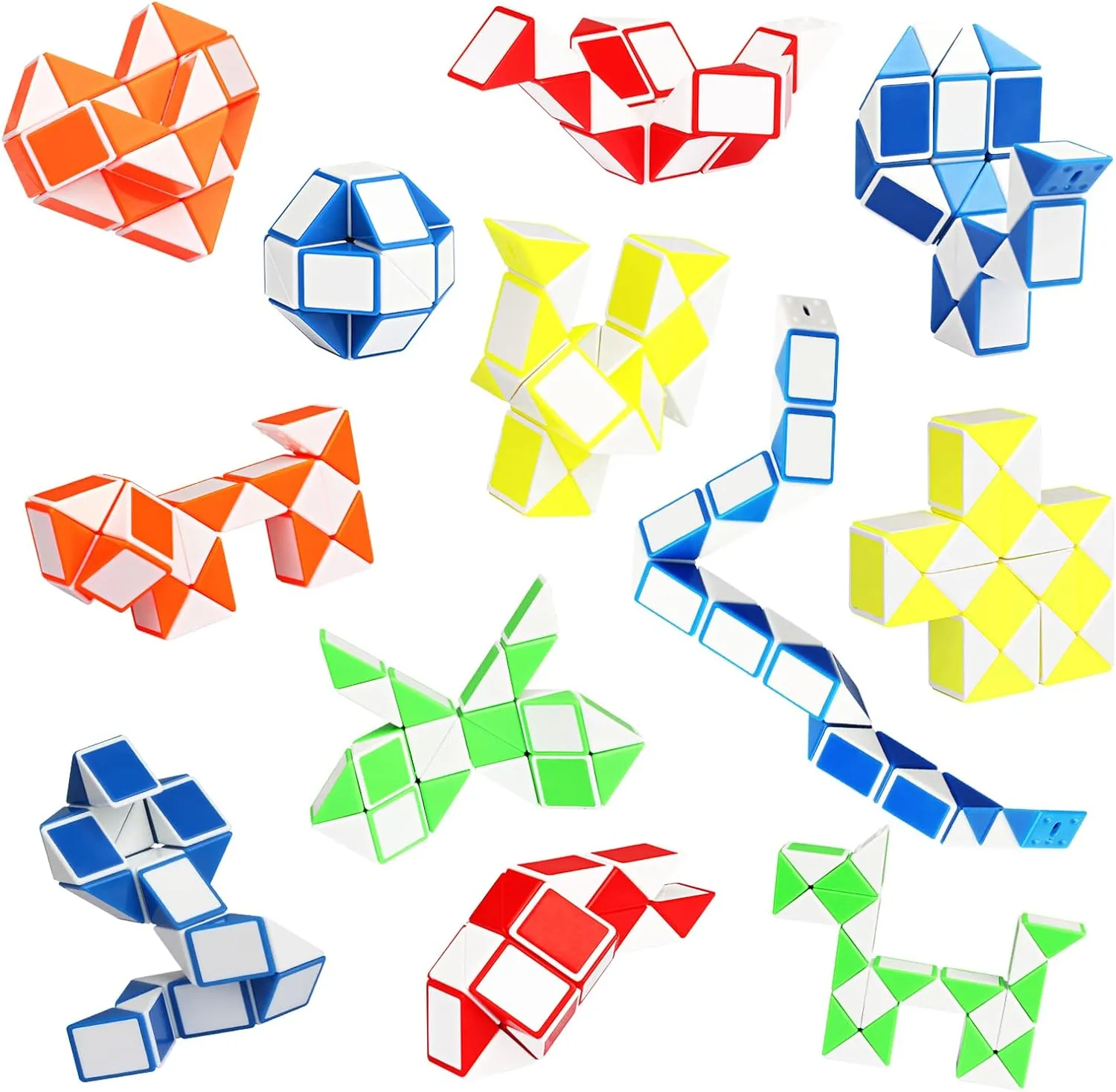 Ganowo Fidget Snake Cube Mini Twist Puzzle(12PACK) -Party Favors, Goody Bag Filler,Carnival Prizes,Classroom Rewards,School,Birthday Gift-Easter Egg Fillers for Kid Brain Teasers Speed Cube