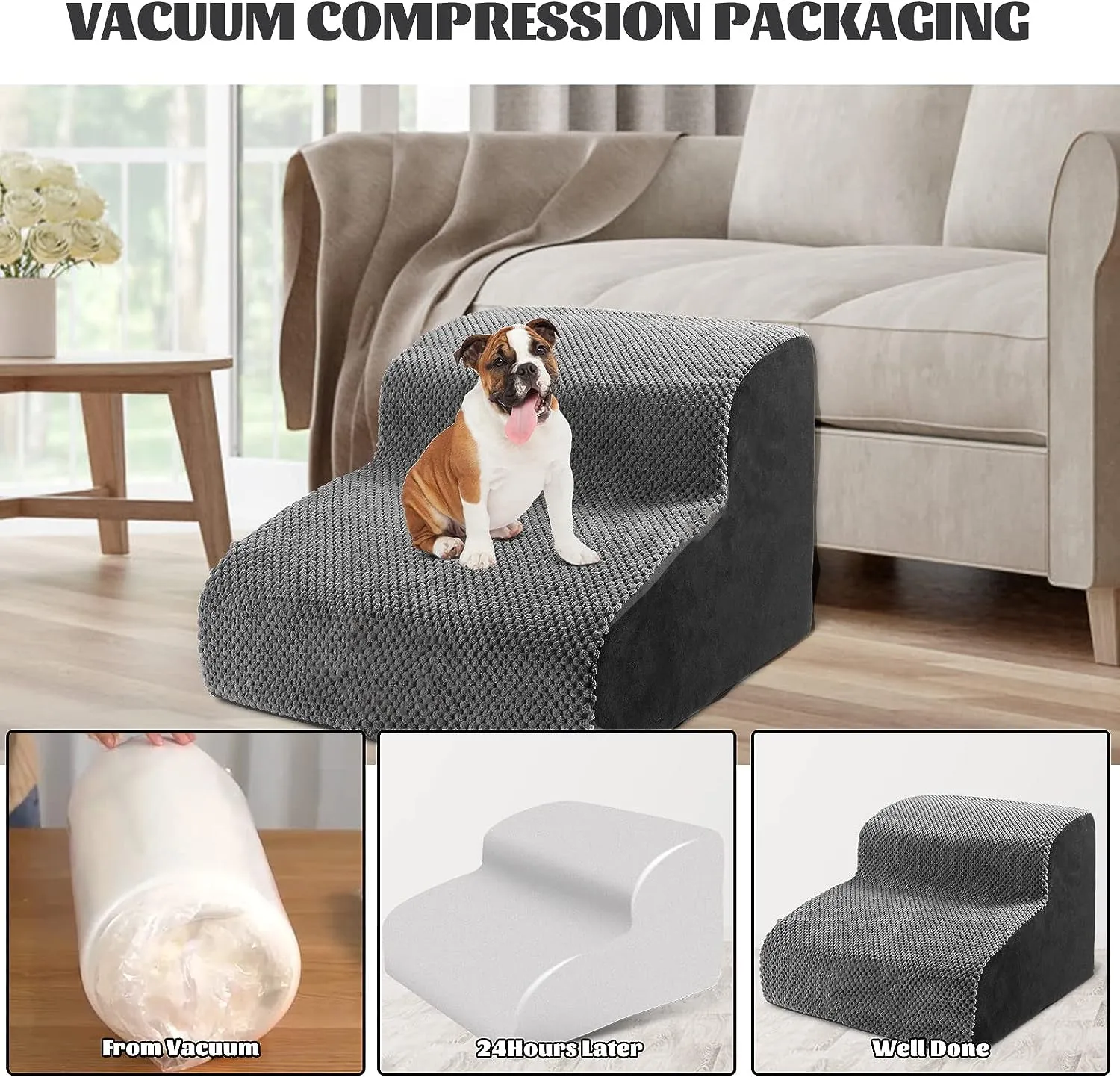 High Density Foam Pet Stairs - 2 Tiers