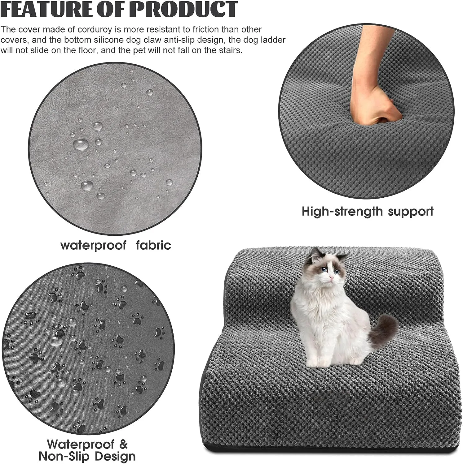 High Density Foam Pet Stairs - 2 Tiers