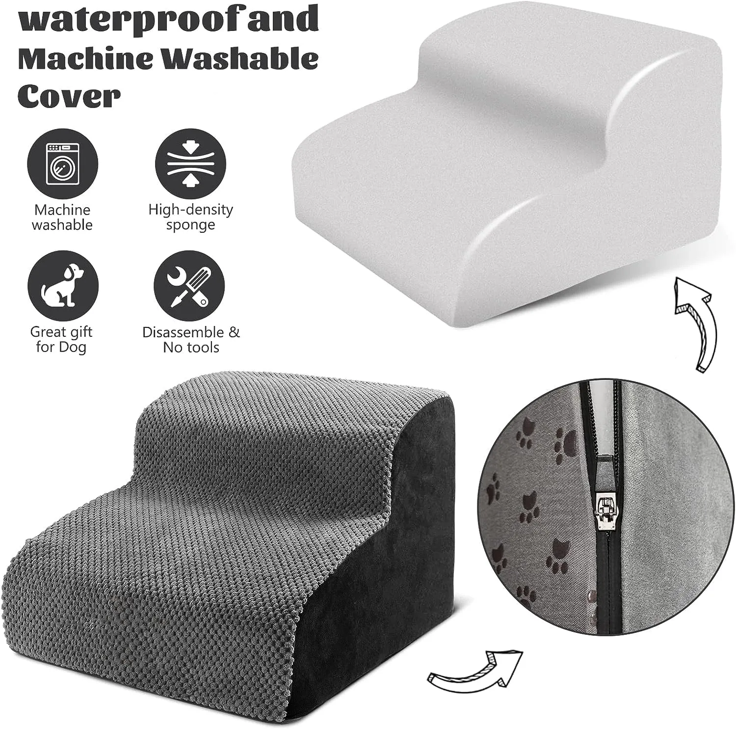 High Density Foam Pet Stairs - 2 Tiers