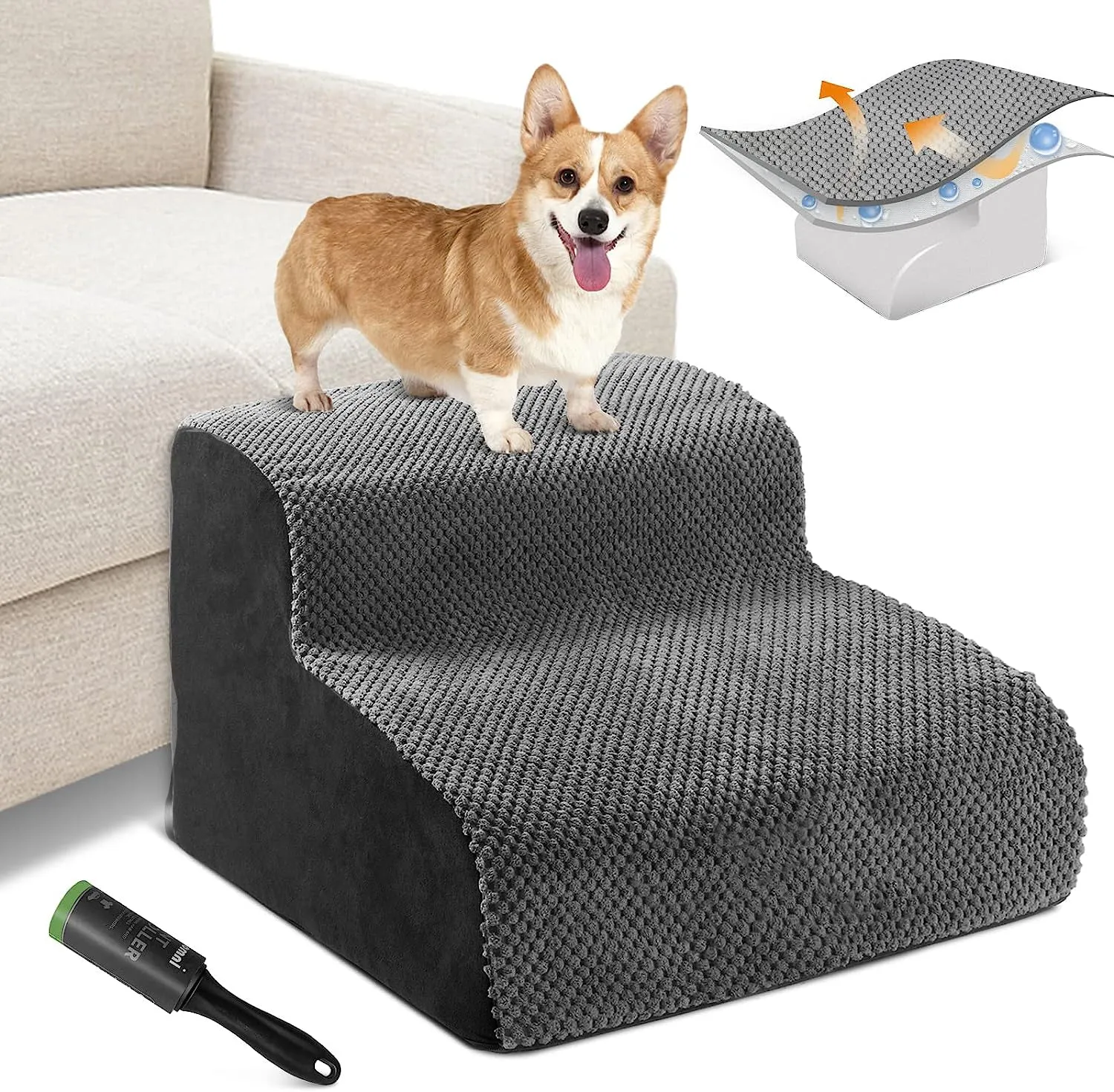 High Density Foam Pet Stairs - 2 Tiers