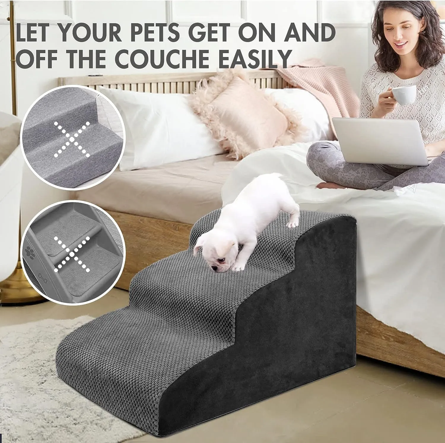 High Density Foam Pet Stairs - 3 Tiers