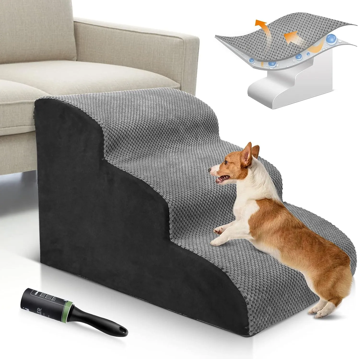 High Density Foam Pet Stairs - 3 Tiers