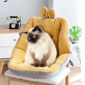 Kawaii Cat Plush Chair - Cute Soft Stuffed Floor Cushion Chair Sofa - Cat Bed Sleeping Nest House - Comfort Nest (Suitable for Pets up to 10kg)