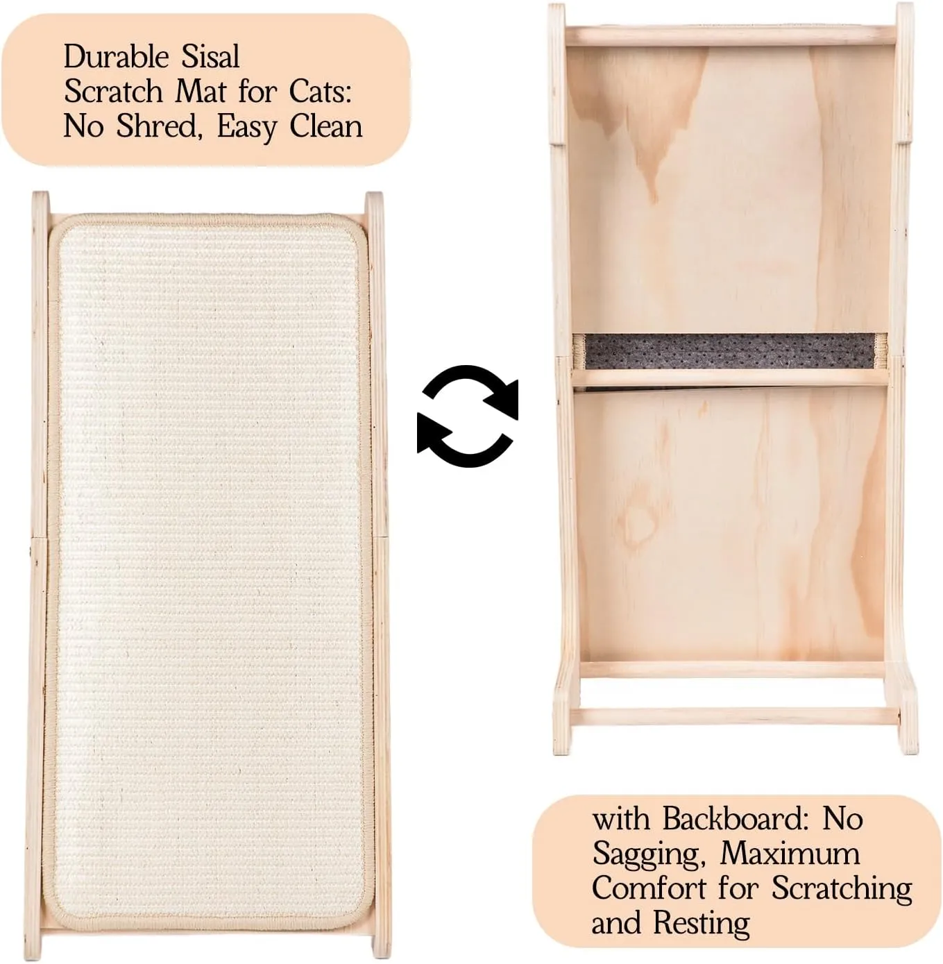 L-Shaped Cat Scratcher Ramp with Sisal Pad & Ball Toy - Furniture Protector for Indoor Cats