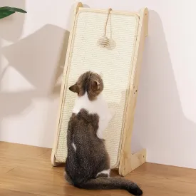 L-Shaped Cat Scratcher Ramp with Sisal Pad & Ball Toy - Furniture Protector for Indoor Cats