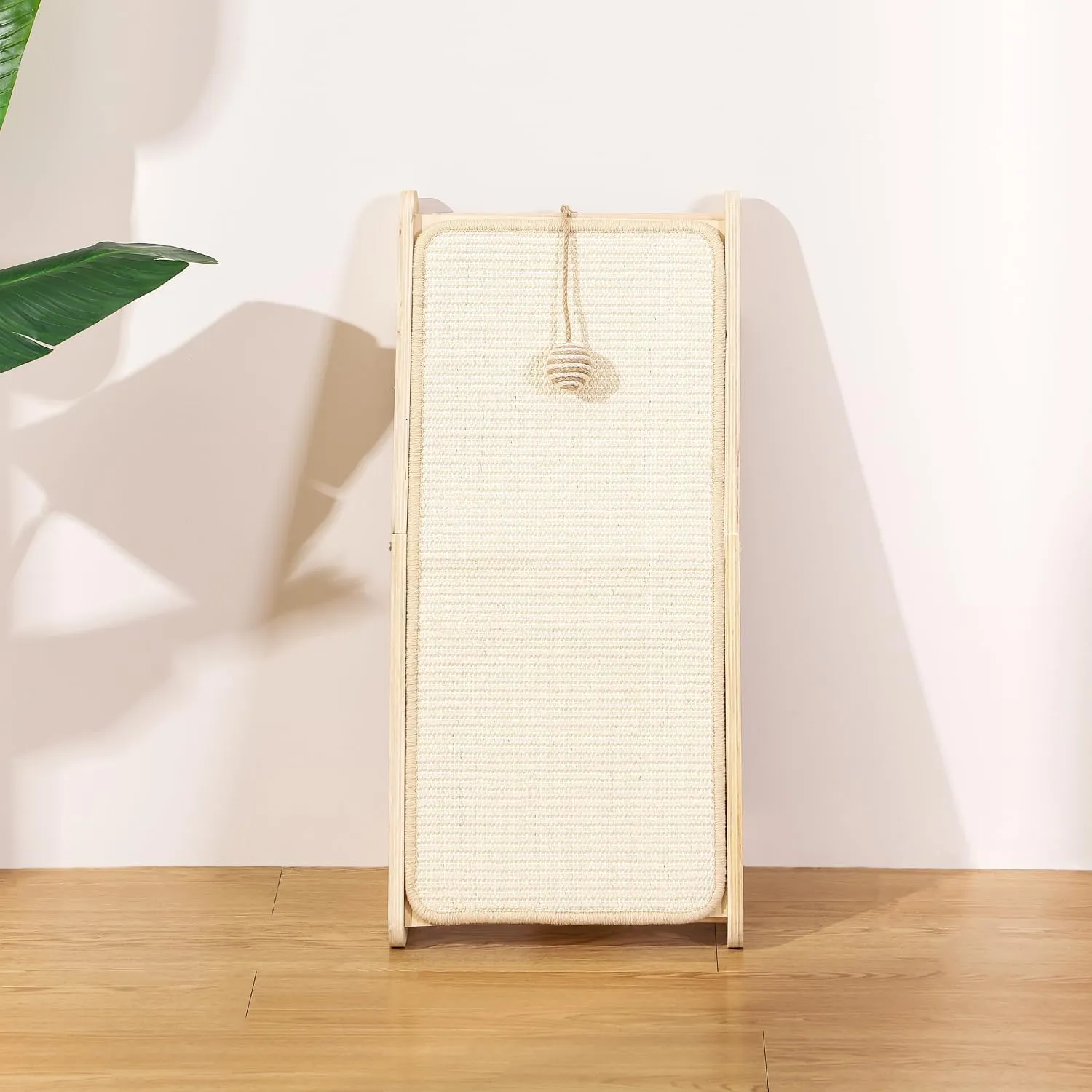 L-Shaped Cat Scratcher Ramp with Sisal Pad & Ball Toy - Furniture Protector for Indoor Cats