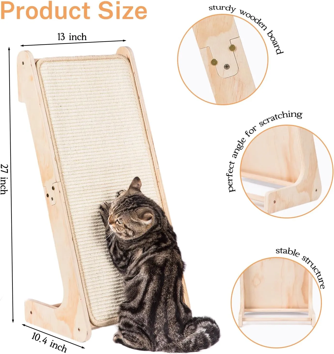 L-Shaped Cat Scratcher Ramp with Sisal Pad & Ball Toy - Furniture Protector for Indoor Cats