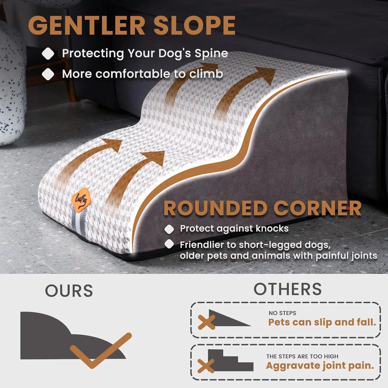 Laifug 2-4 Step Pet Stairs for High Beds and Couch