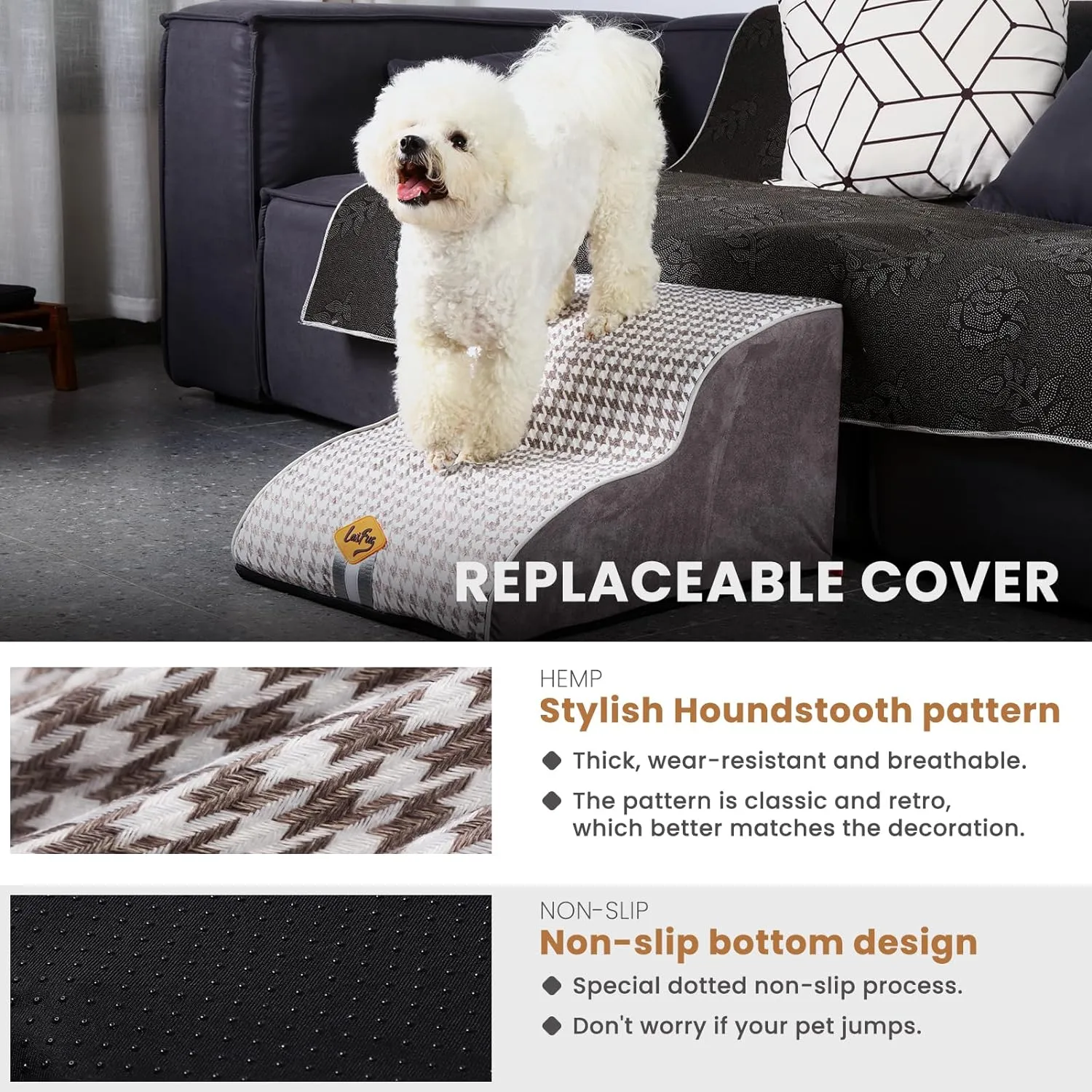 Laifug 2-4 Step Pet Stairs for High Beds and Couch