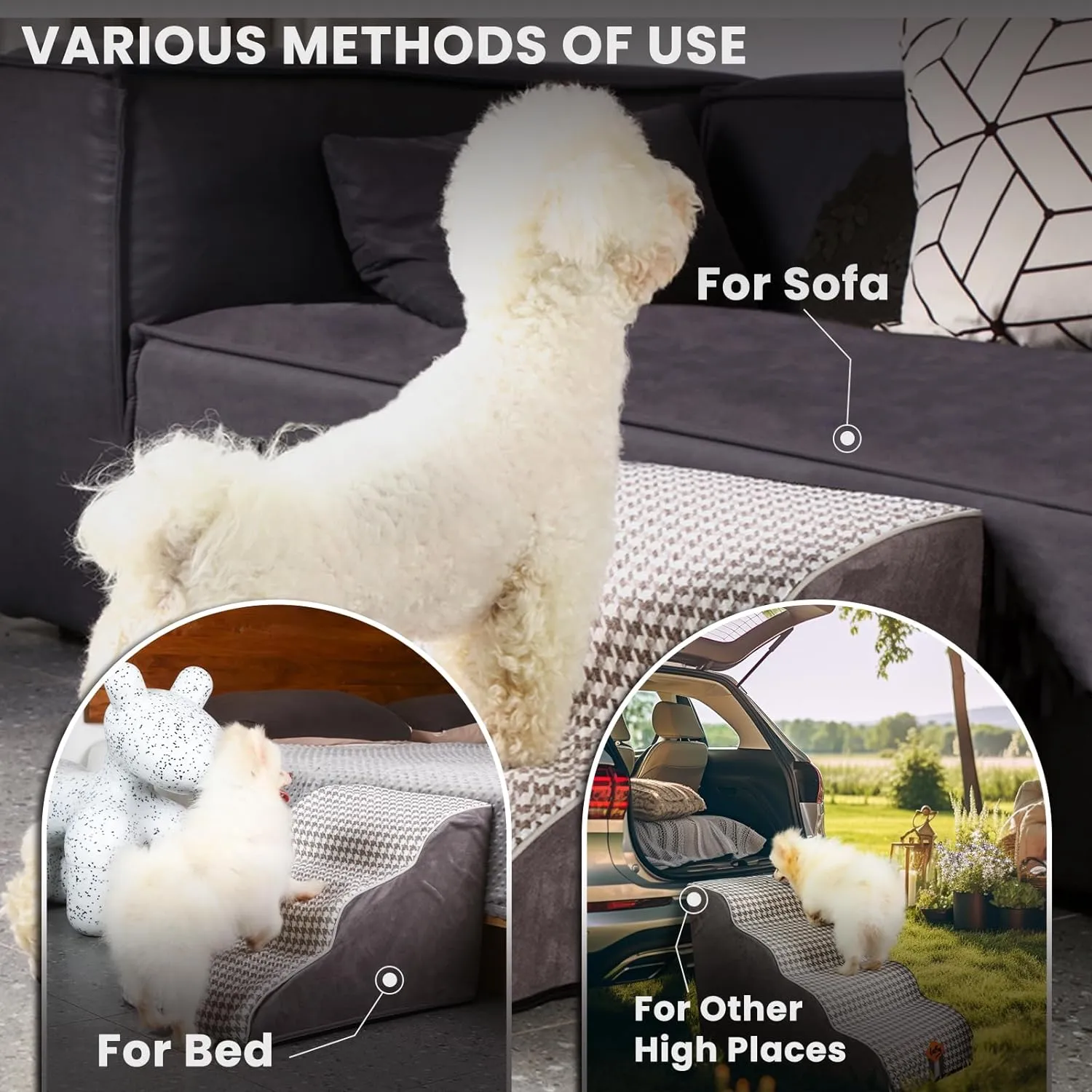 Laifug 2-4 Step Pet Stairs for High Beds and Couch