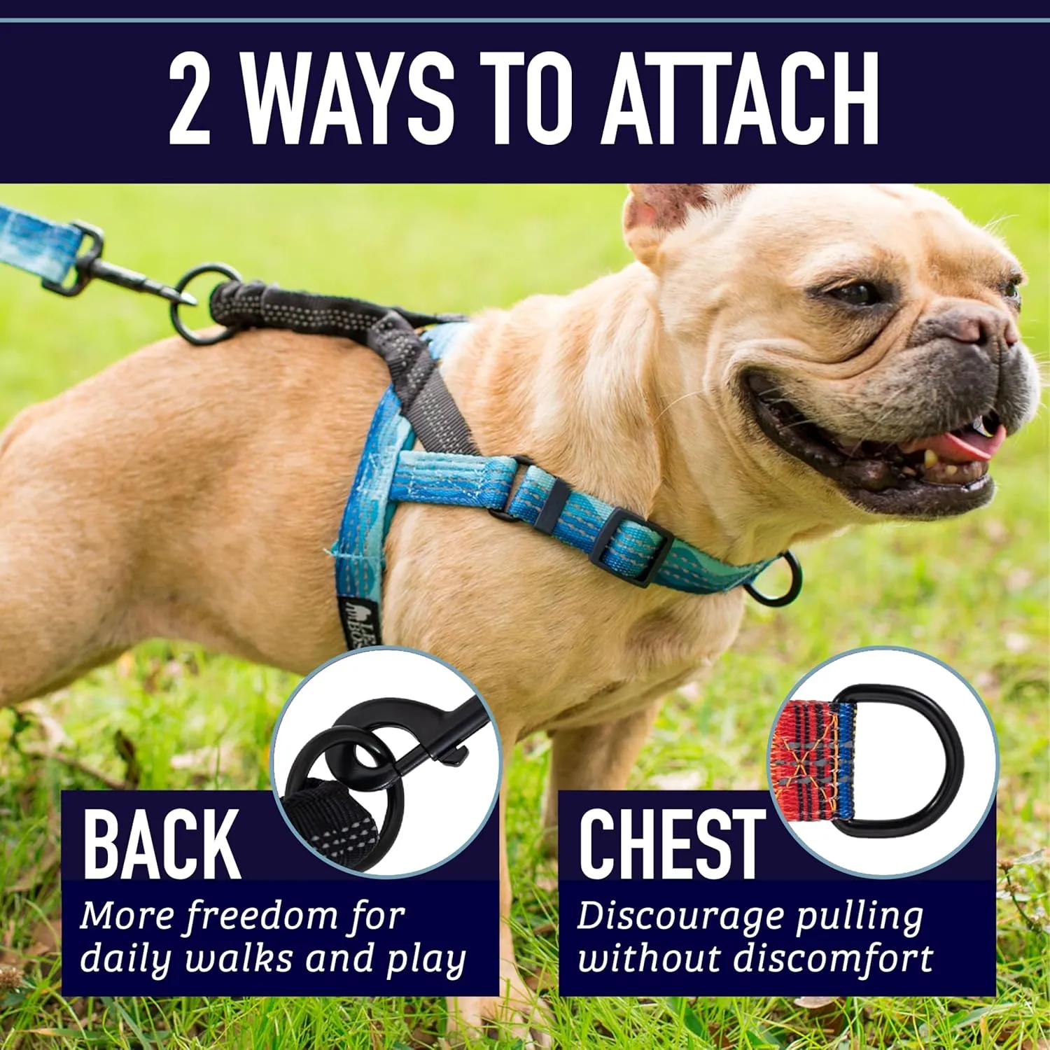 Leash Boss No Pull Dog Harness, Easy Walk for Small, Medium, and Large Pets, Reflective with Rear and Front Clip Attachment (Space Pattern, Medium)