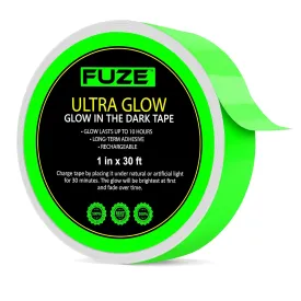 Lockport Glow in The Dark Tape - 30 Ft x 1 in - Bright - Rechargeable - Reflective - Glow Tape in The Dark - Halloween Decoration, Night Decorations, and Home Marking
