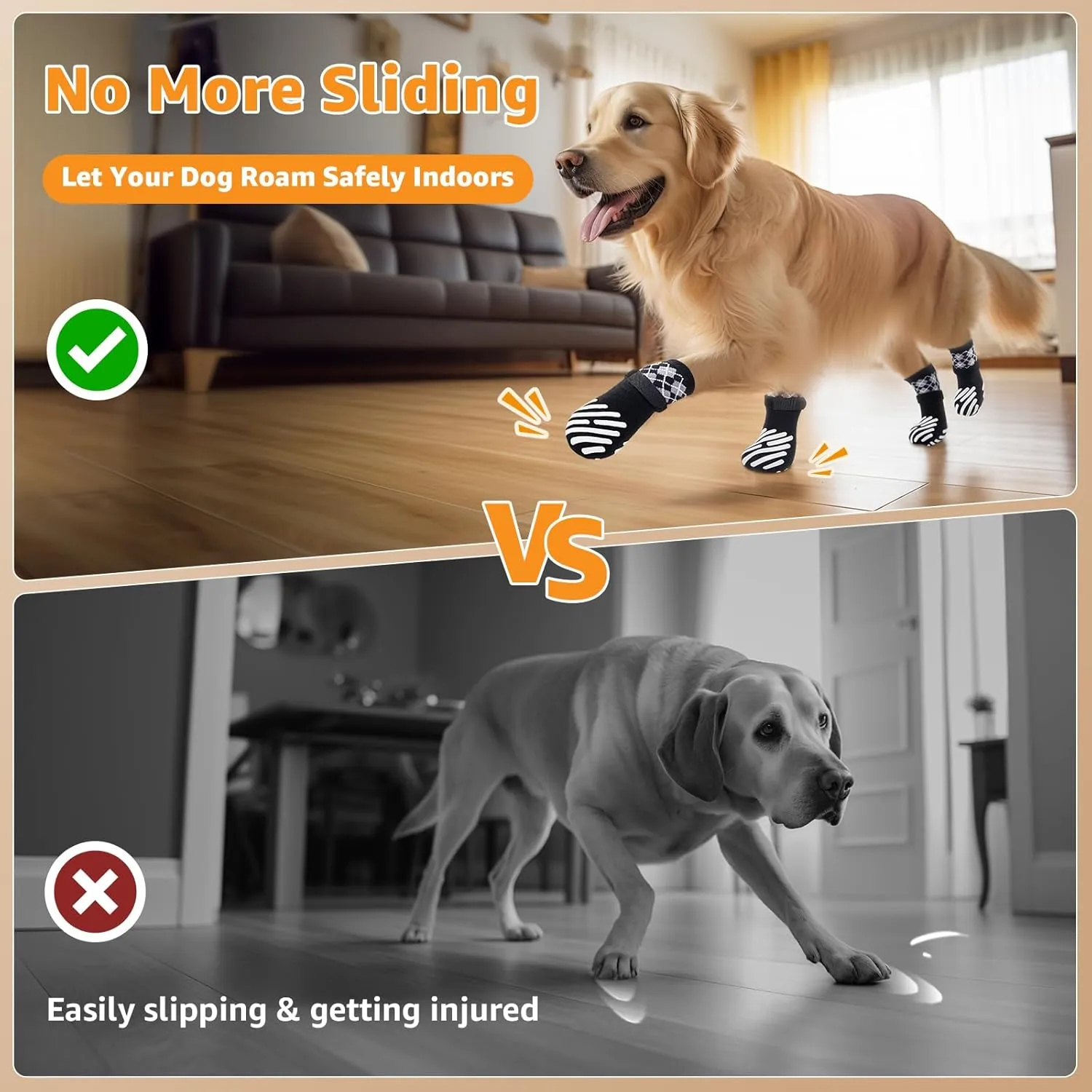 LOOBANI Dog Socks to Prevent Licking Paws - Dog Socks for Hardwood Floors Anti Slip for Traction Control - Dog Grippy Socks for Senior Dog Small Medium Large Dogs on Tile Floors, Black XL