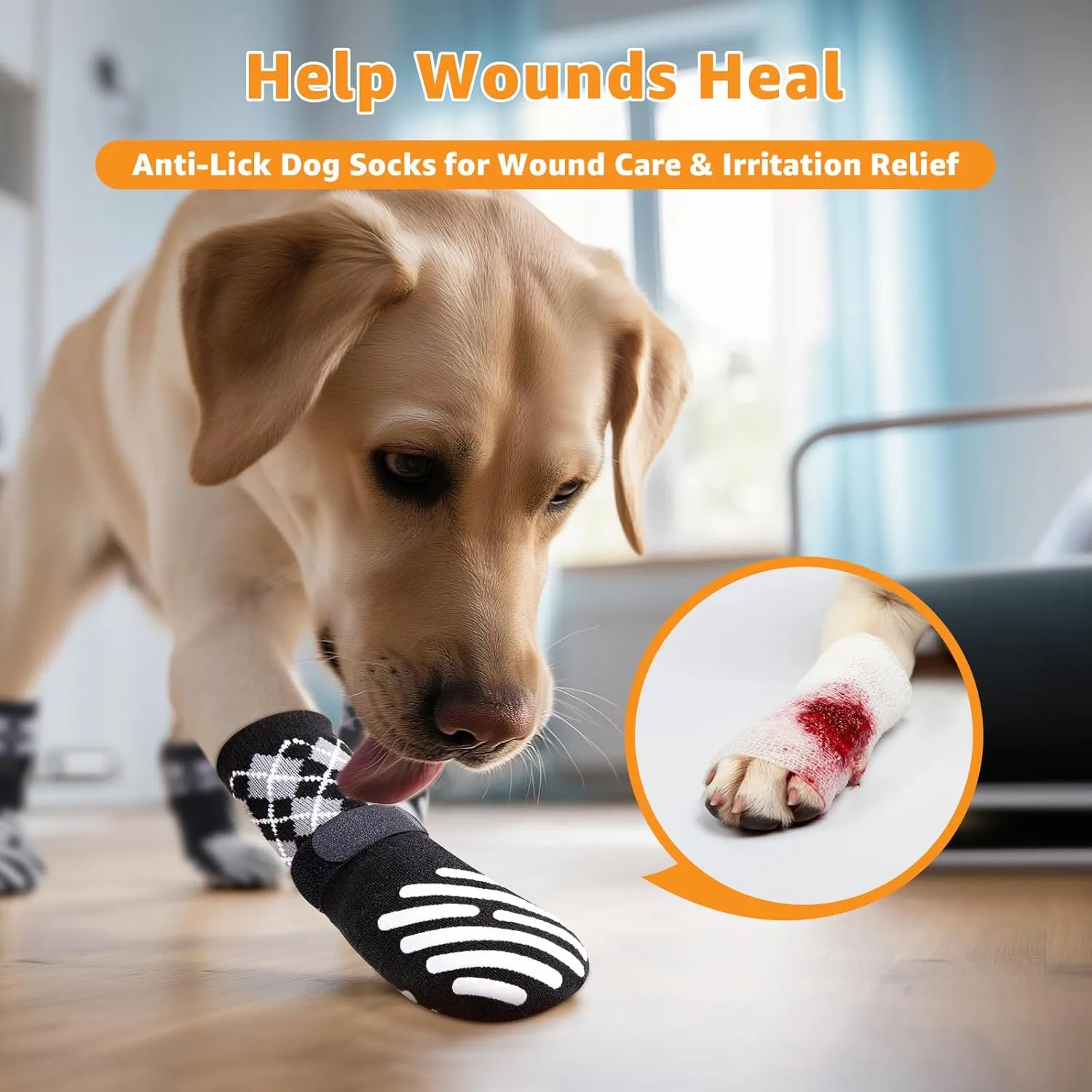LOOBANI Dog Socks to Prevent Licking Paws - Dog Socks for Hardwood Floors Anti Slip for Traction Control - Dog Grippy Socks for Senior Dog Small Medium Large Dogs on Tile Floors, Black XL