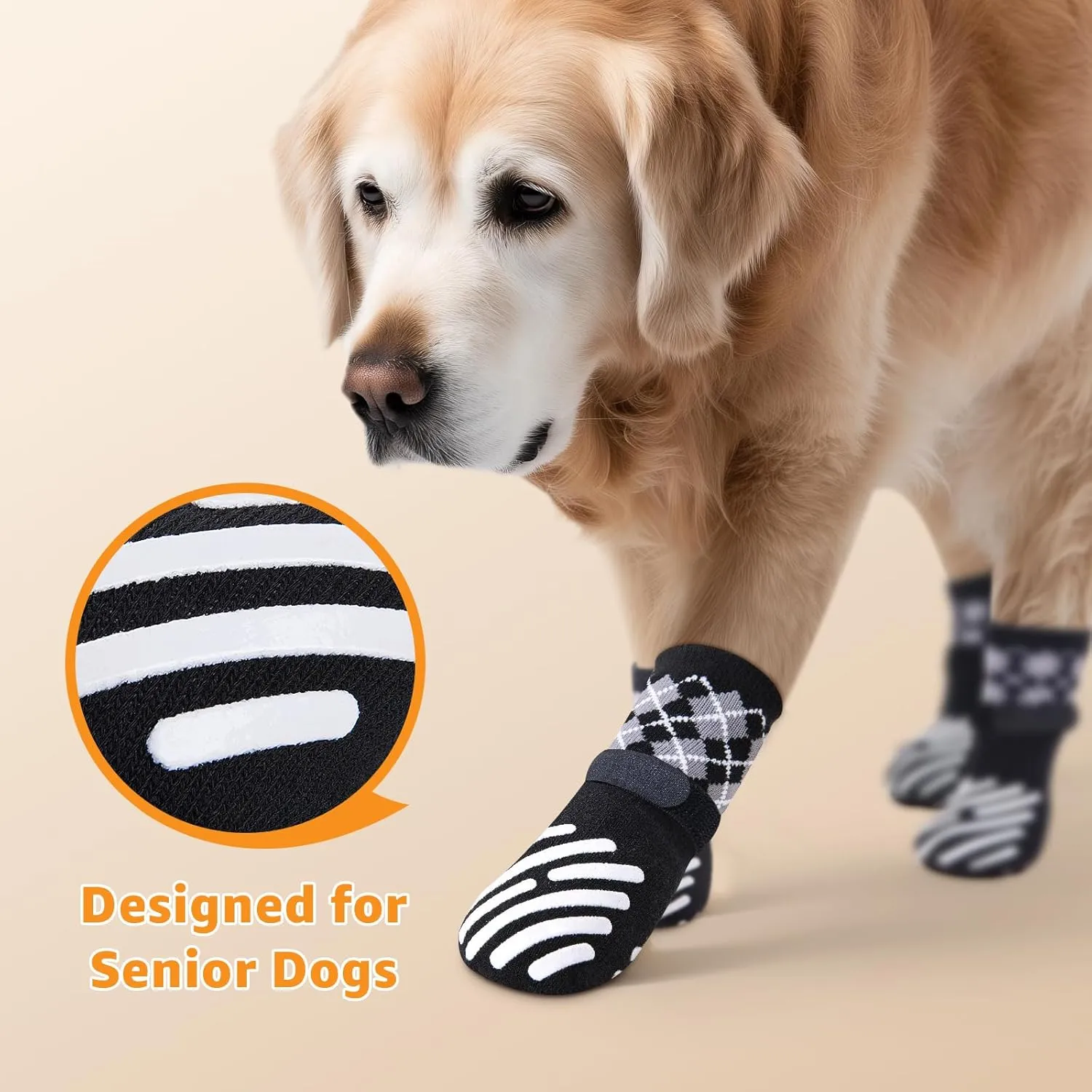 LOOBANI Dog Socks to Prevent Licking Paws - Dog Socks for Hardwood Floors Anti Slip for Traction Control - Dog Grippy Socks for Senior Dog Small Medium Large Dogs on Tile Floors, Black XL