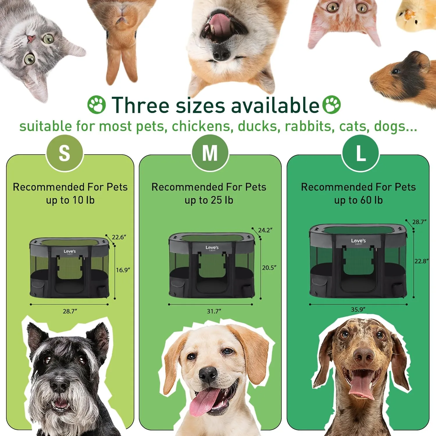 Love's cabin Pet Puppy Dog Playpen, Small Dog Tent Crates Cage Indoor/Outdoor, Portable Exercise Playpen for Dog and Cat, Foldable Pop Up Dog Kennel Playpen with Carring Case (S, Grey)