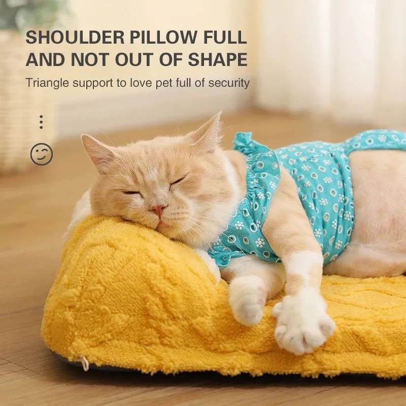 New Cartoon Yellow Pet Nest House - Autumn and Winter Season Thick Warm Sofa Nest, Cat Dog Sleeping Bed, Pet Supplies