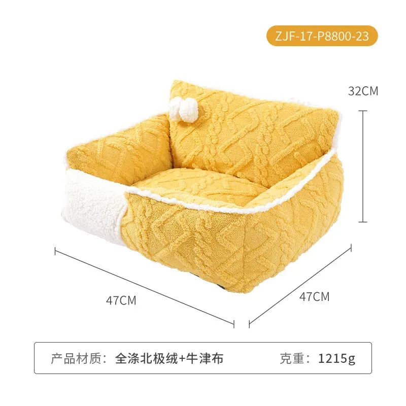 New Cartoon Yellow Pet Nest House - Autumn and Winter Season Thick Warm Sofa Nest, Cat Dog Sleeping Bed, Pet Supplies