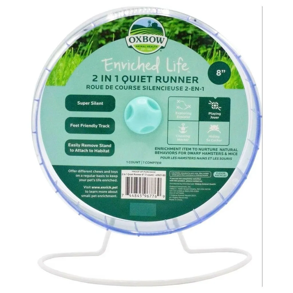 Oxbow Animal Health Enriched Life 2 in 1 Quiet Small Animal Runner Exercise Wheel