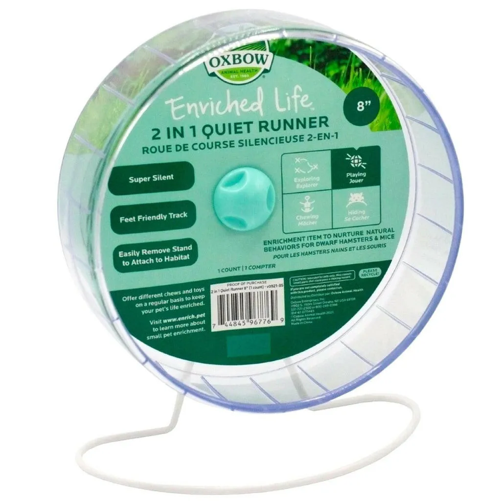 Oxbow Animal Health Enriched Life 2 in 1 Quiet Small Animal Runner Exercise Wheel