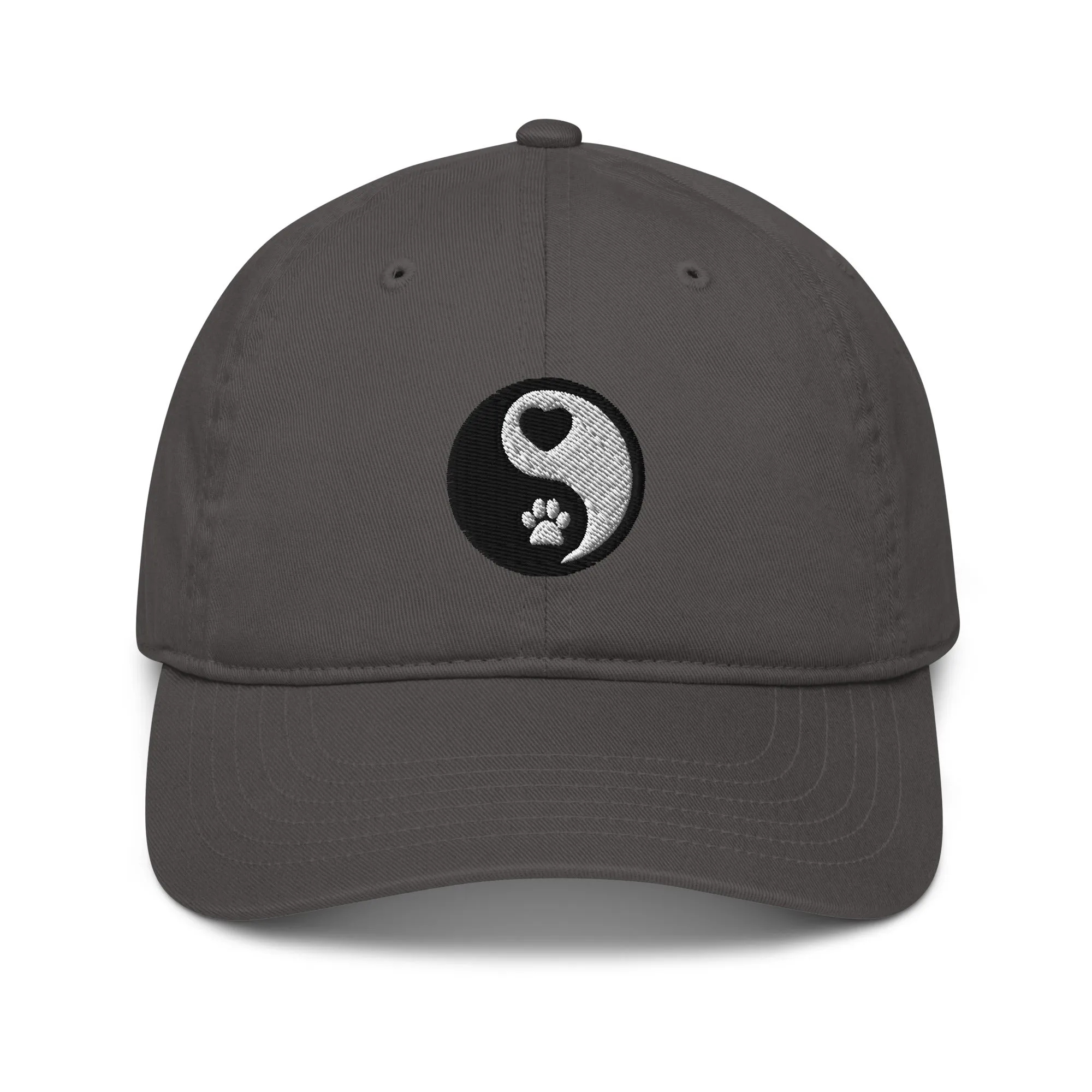Paw and Heart Ying and Yang Embroidered patch Dad Hat, Pet Lover's Patch Organic dad hat