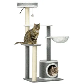 PawHut 132cm Cat Tree with Scratching Post, Bed, Hammock, House, Platforms