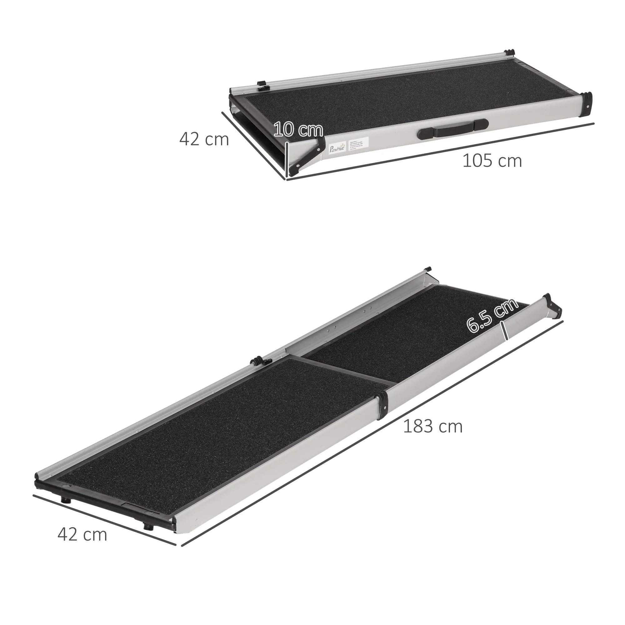 PawHut Dog Ramp for Car Telescoping Pet Ramp w/ Handle, Aluminium Frame Non-Slip