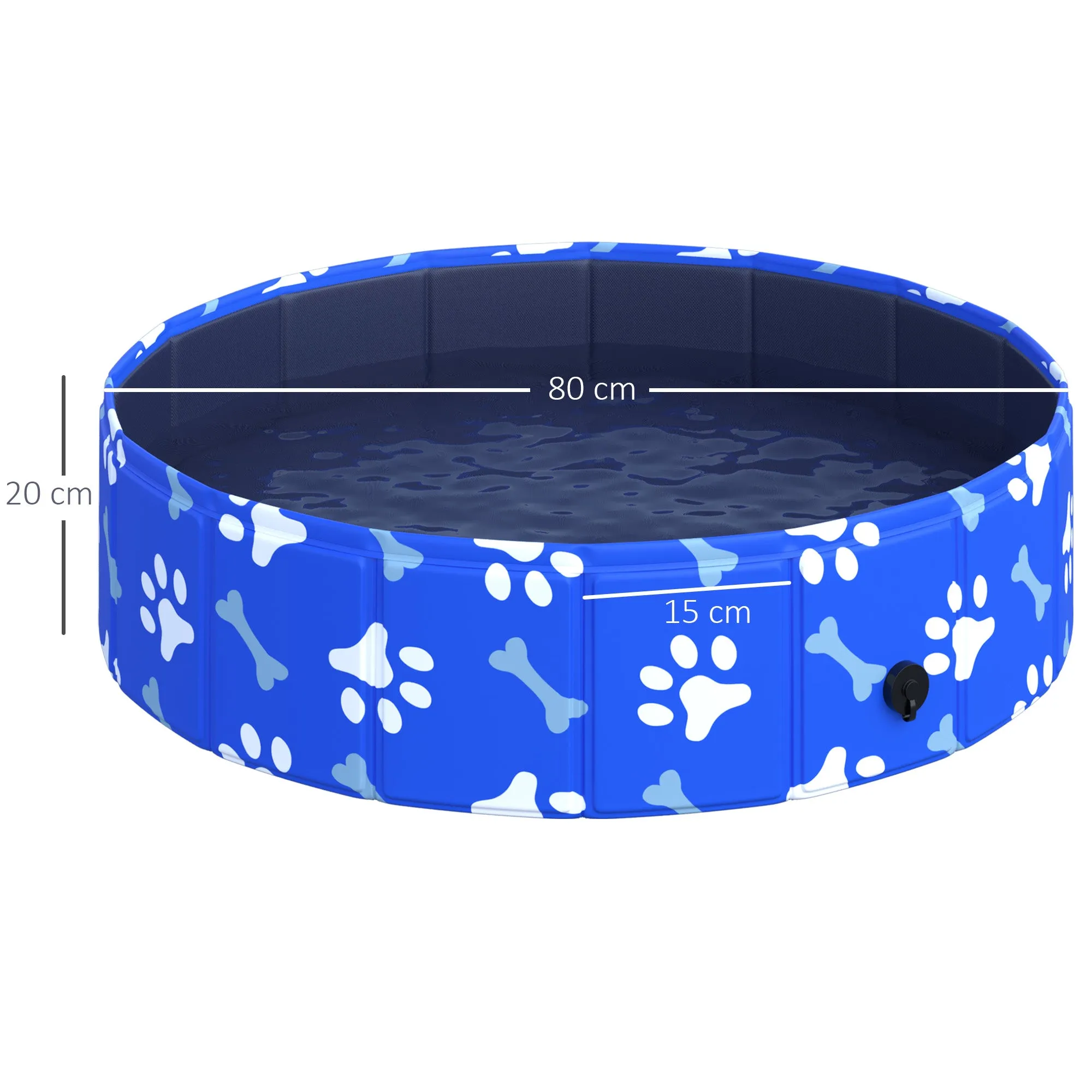 PawHut Dog Swimming Pool Foldable Pet Bathing Shower Tub Padding Pool ?80cm S