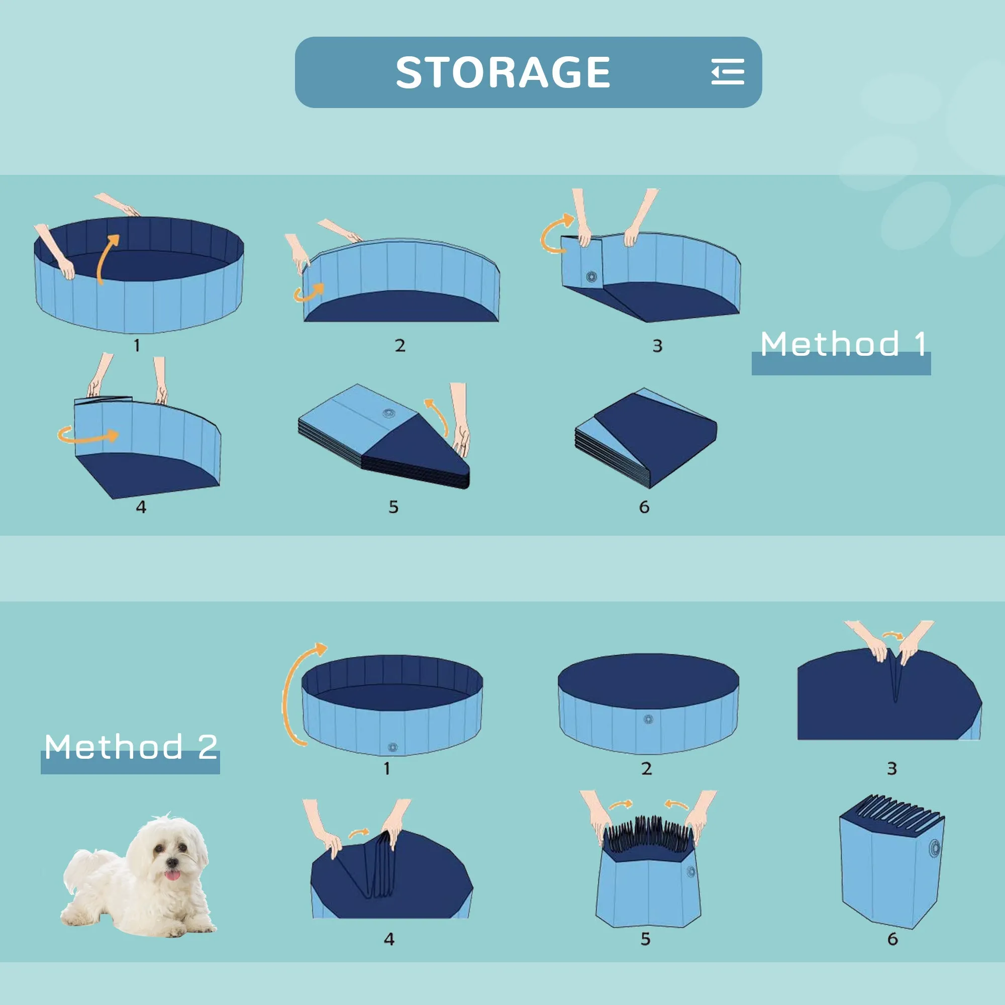 PawHut Dog Swimming Pool Foldable Pet Bathing Shower Tub Padding Pool ?80cm S