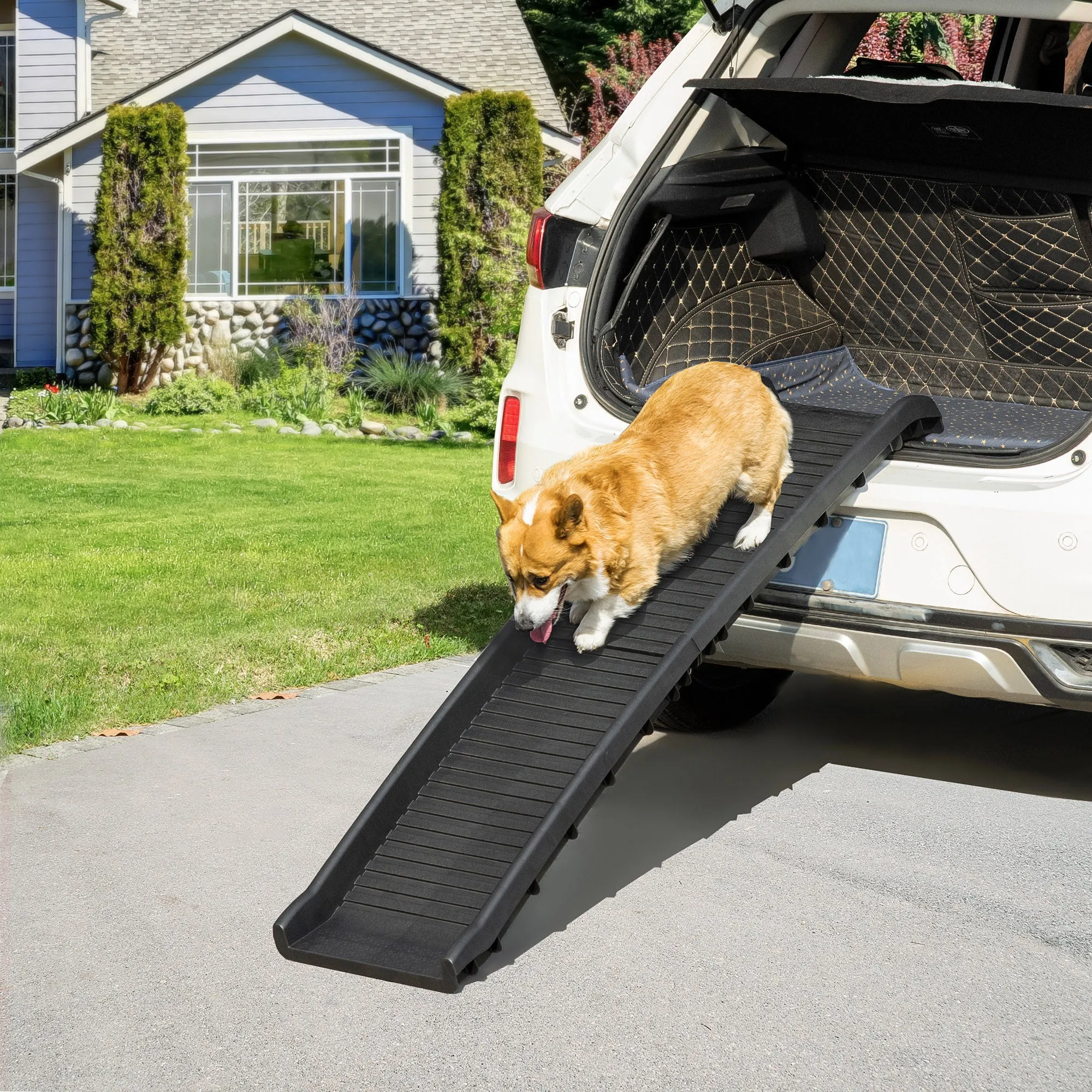 PawHut Foldable Pet Ramp Dog Ramp for Cars, Truck, SUV w/ Non-Slip Cover