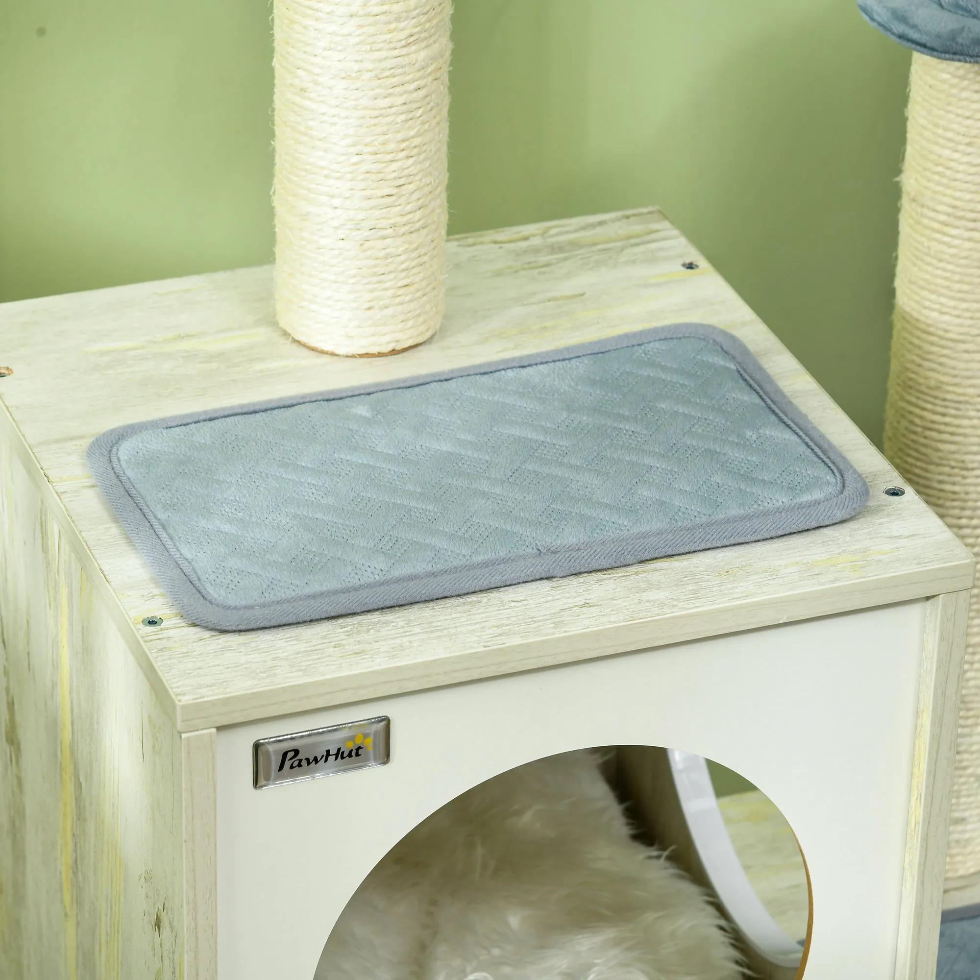 PawHut Wooden Cat Tree for Indoor Cats Cat Tower with Scratching Post,Blue