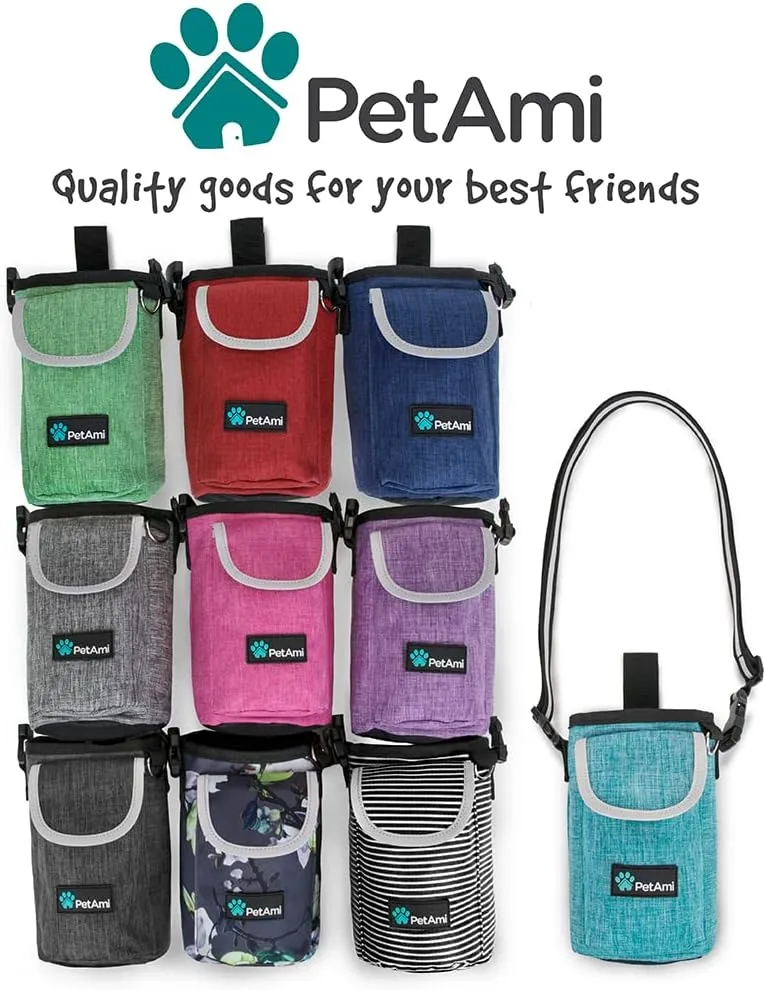 PetAmi Dog Treat Pouch, Large Pet Training Treat Pouch with Pocket, Dog Trainer Essentials Supply Holder with Poop Bag Dispenser, Training Bag for Kibbles Toys, 3 Ways to Wear (Navy)