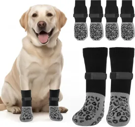 PICK FOR LIFE Non Slip Dog Socks with Grippers Prevent from Licking Paws,Anti-Slip Dogs Grip Socks for Senior Dogs on Hardwood Floor(Grey,2Pairs,M)