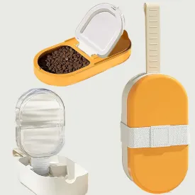 Portable Pet Travel Bowls, 8.5Oz Water Bottle and 90g Food Containers for Dogs Cats,Yellow