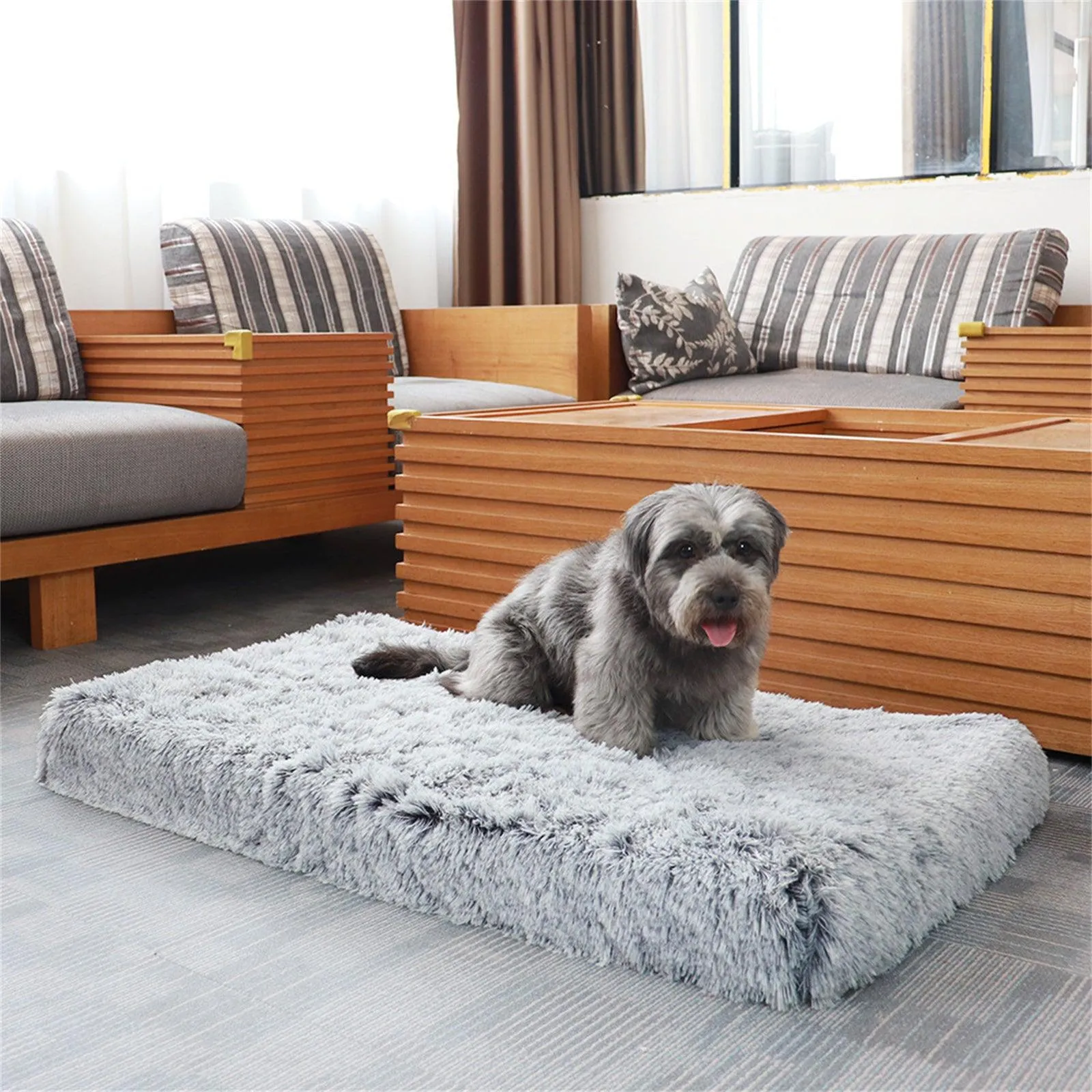 Rectangle Pet Dog Comfort Bed Plush Comfortable Removable Washable Kennel XXL