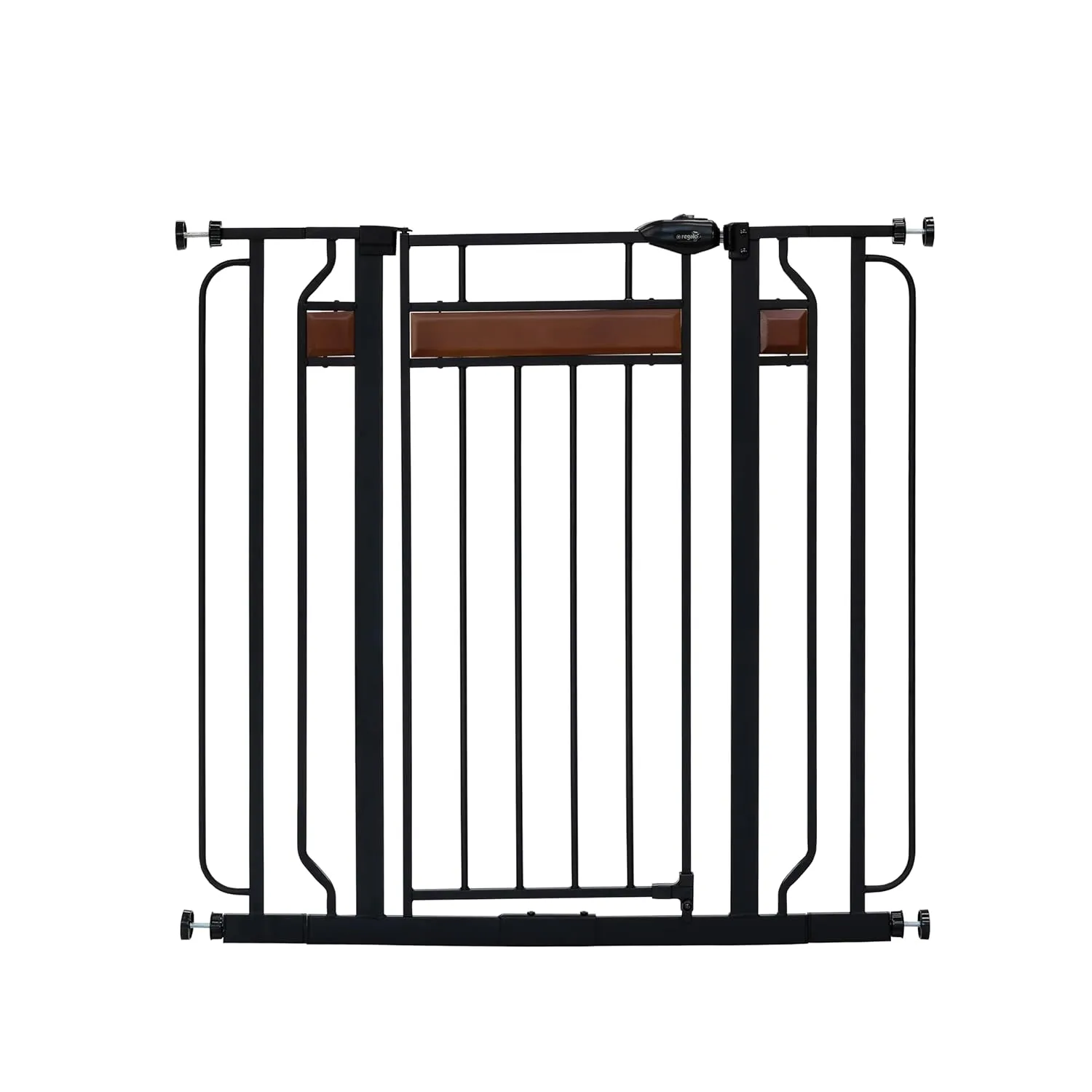 Regalo Home Accents Extra Tall & Wide Baby Gate, Bonus Kit, Includes Dcor Steel With Hardwood, 4" Extension Kit, 4 Pack Pressure Mount Kit & Wall Cups, 0320 DS