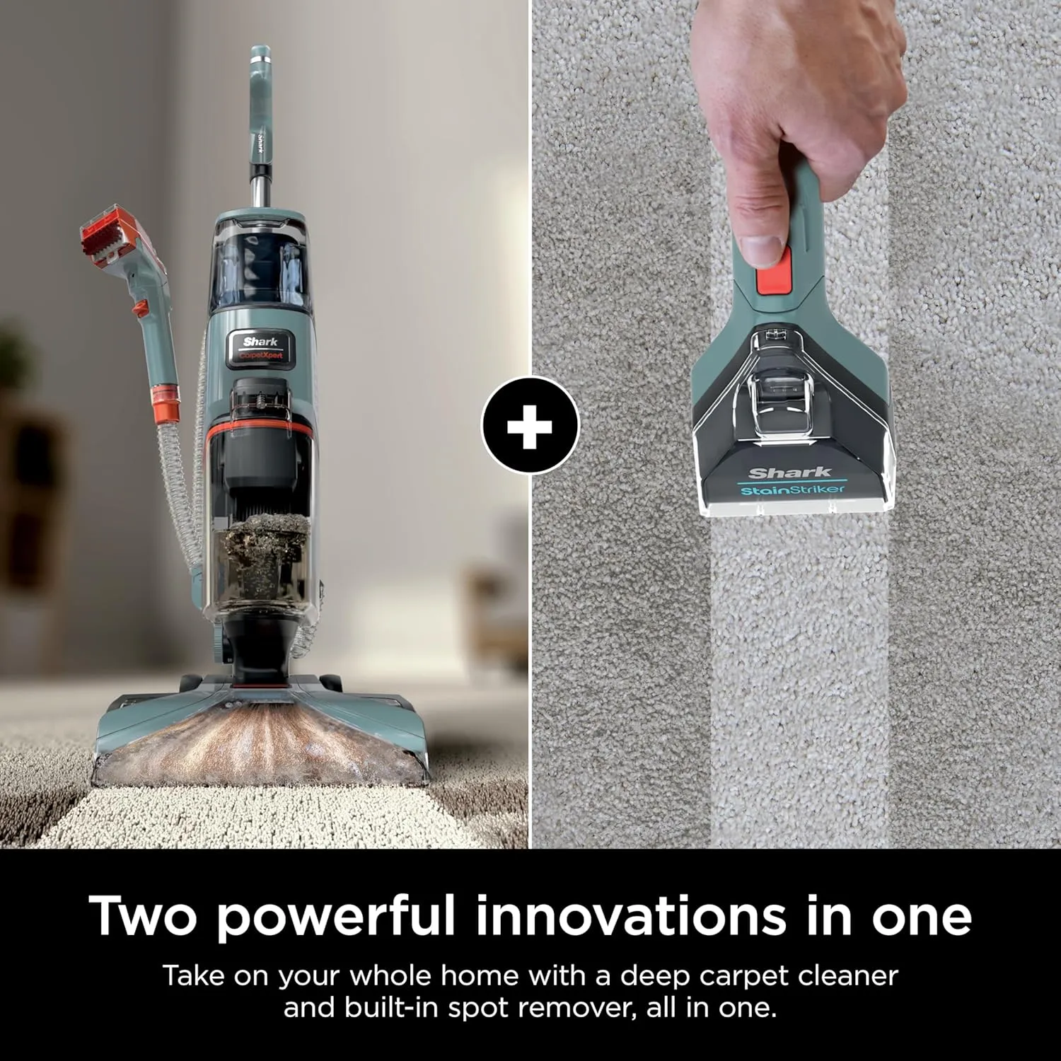 Shark CarpetXpert Upright Deep Carpet Cleaner with Handheld Spot & Stain Eliminator, 12oz Cleanser, Dirt & Grime Removal, Carpet Shampooer, Slate Green, EX151