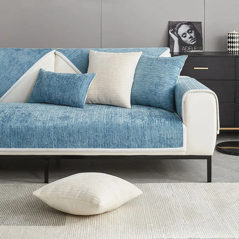 Simple Striped Chenille Anti-scratch Couch Cover Home Bundle 4pcs