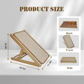 Sisal Cat Scratcher Ramp,Tilted Natural Wood Vertical Scratcher Pad for Cats with Sisal Scratching Board Durable Adjustable Height Pet Scratching Pads for Indoor Dogs Kitten Holding up to 80LBS