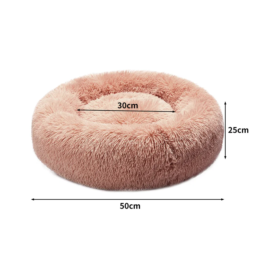 SMALL Dog Beds Pet Donut Nest Calming - Pink
