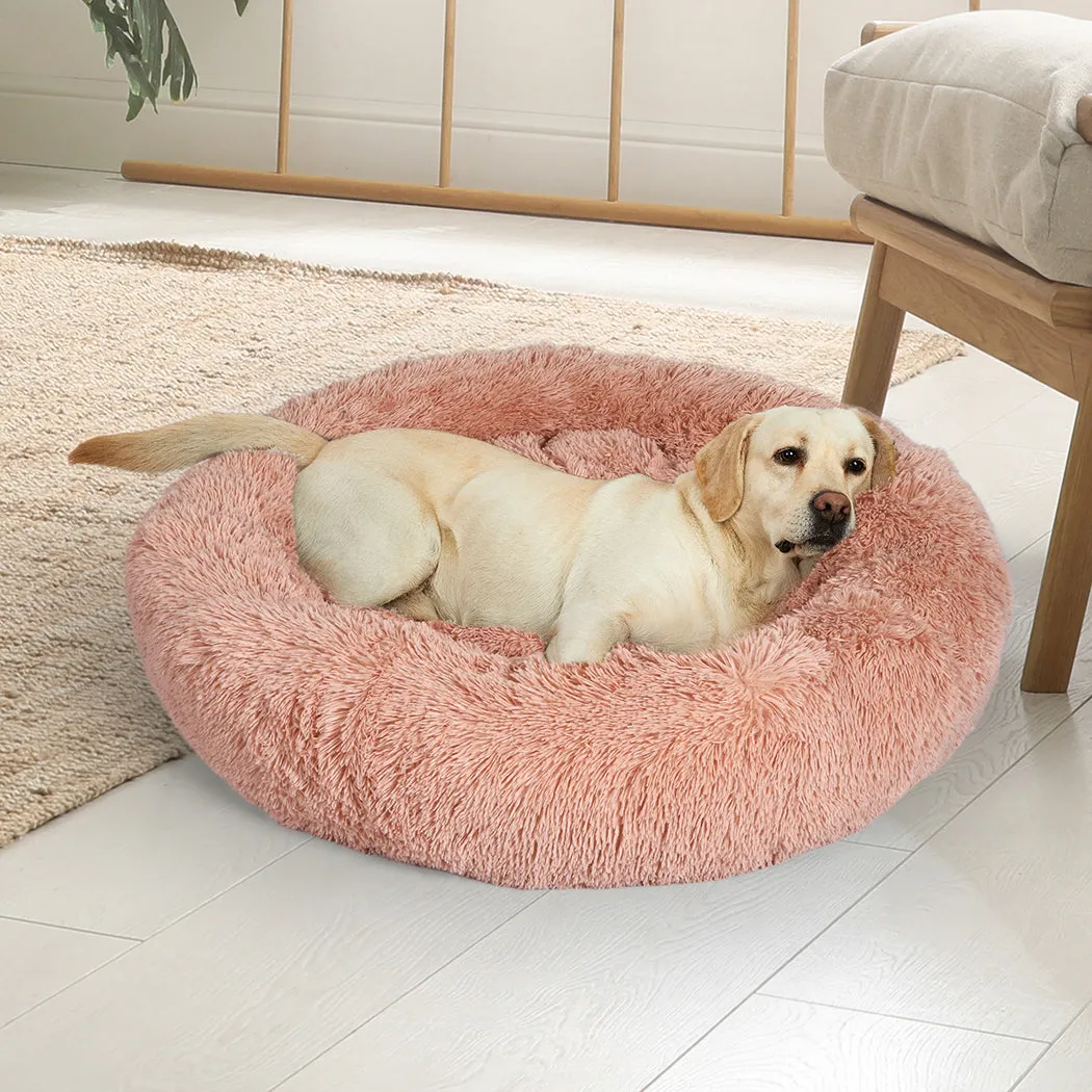 SMALL Dog Beds Pet Donut Nest Calming - Pink